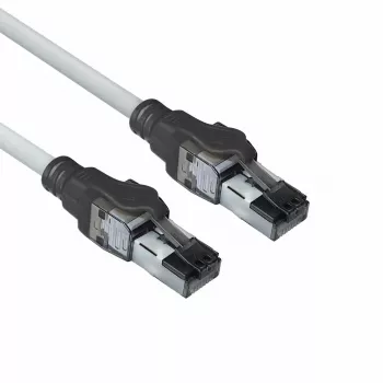 ACT pilkas 3 m S/FTP CAT6A IDC 4PPoE / PoE++ 100W LSZH lizdinis kabelis su RJ45 jungtimis