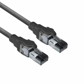 ACT Black 3 m S/FTP CAT6A IDC 4PPoE / PoE++ 100W LSZH lizdinis kabelis su RJ45 jungtimis