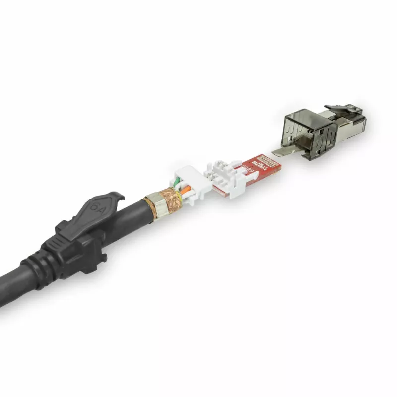 ACT Black 3 m S/FTP CAT6A IDC 4PPoE / PoE++ 100W LSZH lizdinis kabelis su RJ45 jungtimis