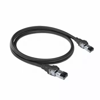 ACT Black 5 m S/FTP CAT6A IDC 4PPoE / PoE++ 100W LSZH patch kabelis su apsaugotais RJ45 kištukais