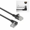 ACT Black 2 m U/UTP CAT6A LSZH plonas pataisymo laidas su RJ45 jungtimis 90° kampu į kairę ir tiesia