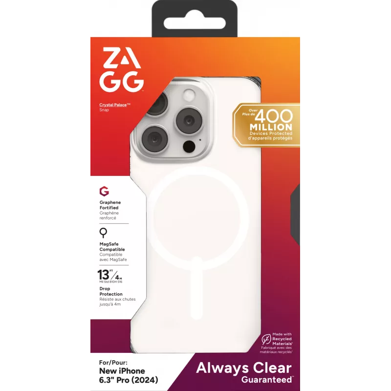 ZAGG Cases Crystal Palace Snap Apple iPhone 16 Pro Skaidrus, Dėklas, Apple, iPhone 16 Pro, 16 cm (6,3 colio), Peršviečiamas