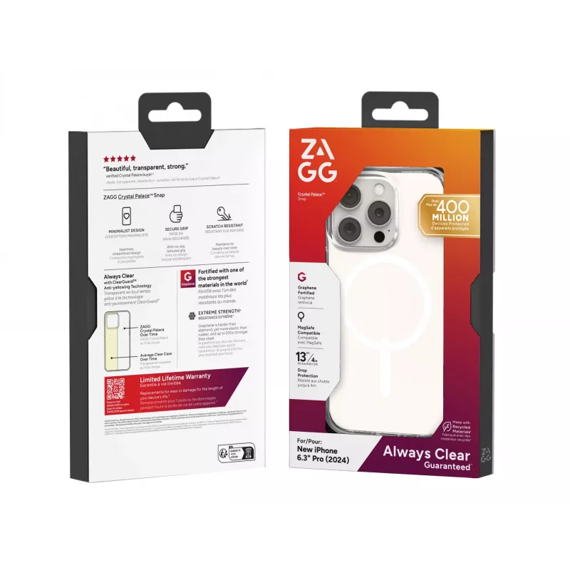 ZAGG Cases Crystal Palace Snap Apple iPhone 16 Pro Skaidrus, Dėklas, Apple, iPhone 16 Pro, 16 cm (6,3 colio), Peršviečiamas