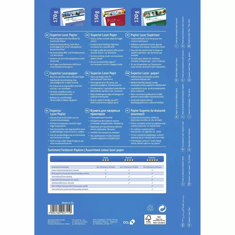 Fotopopierius A4 Avery Premium Colour Laser 170 g/m² blizgus baltas 1298