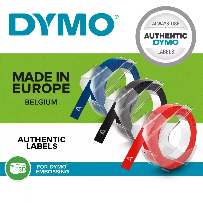 DYMO 3D etikečių juostelės S0898140 (10 vnt., 9 mm × 3 m)
