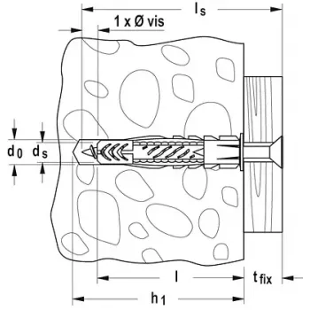 Fischer universalus kaištis UX 5 x 30 R su atrama