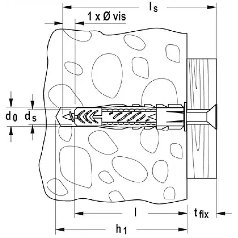 Fischer universalus kaištis UX 5 x 30 R su atrama