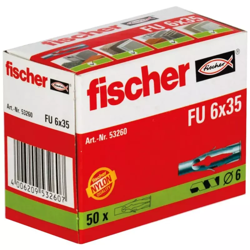 Kaištis sieninis Fischer 53260 universalus nailoninis 6x35 mm 50 vnt.
