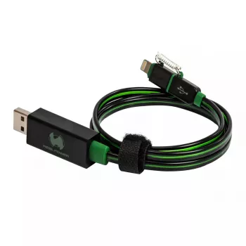 USB A / Lightning kabelis RealPower 0,75 m juodas žalias