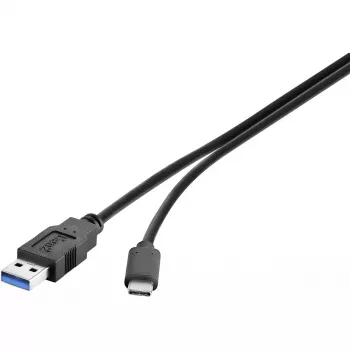 USB laidas Conrad Renkforce 1460360 USB 3.2 Gen 2 1 m USB A USB C juodas