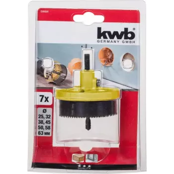 Pjūklų rinkinys skylėms išpjauti KWB 599000 7 vnt. 6,3 cm plastikui ir medžiui
