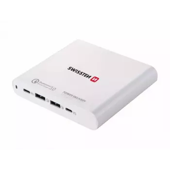 Kroviklis kelioninis SWISSTEN SW-TCH-87W-PD30-QC30-W — 87 W, PD 3.0, QC 3.0, išmaniesiems telefonams ir nešiojamiesiems kompiuteriams