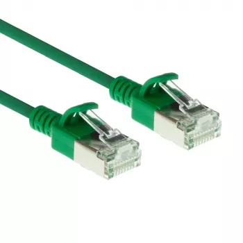 ACT Green 3 metrų LSZH U/FTP CAT6A plonas duomenų centro pataisos kabelis su apsauga nuo užkabinimo ir RJ45 jungtimis