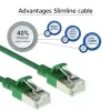 ACT Green 0,25 m LSZH U/FTP CAT6A plonas centrinio tinklo pataisinis laidas su apsauga nuo užkabinimo ir RJ45 jungtimis