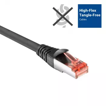 ACT Black 3 m CAT6A U/FTP pataisos laidas, aukšto lankstumo, nesusipainiojantis, su apsaugotais RJ45 kištukais