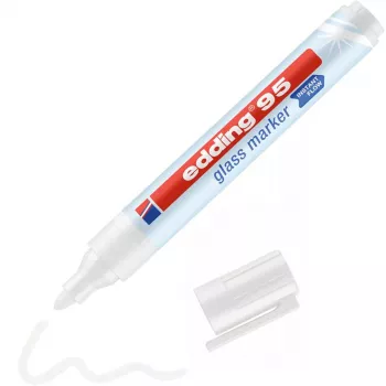 Markeris ant stiklo Edding 95 Bullet tip Baltas