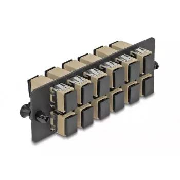 DeLOCK 66927 SC Simplex 12 prievadų šviesolaidžio adapterių skydelis OM1 OM2 smėlio spalvos