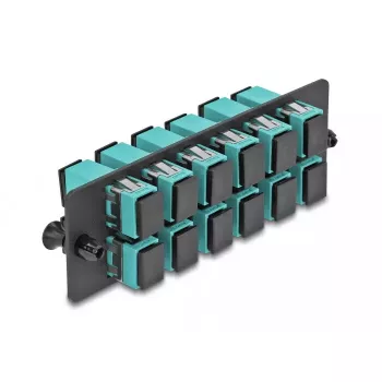 DeLOCK 12 prievadų SC Simplex OM4 šviesolaidžio adapterių skydelis, akvamarinas