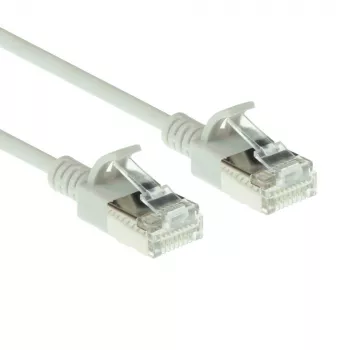 ACT pilkas 7 metrų LSZH U/FTP CAT6A plonas jungiamasis kabelis su apsauga nuo užkabinimo ir RJ45 jungtimis