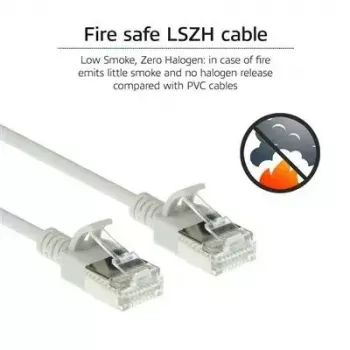 ACT pilka 10 m LSZH U/FTP CAT6A plonas duomenų centro pataisinis kabelis su apsauga nuo užkabinimo ir RJ45 jungtimis
