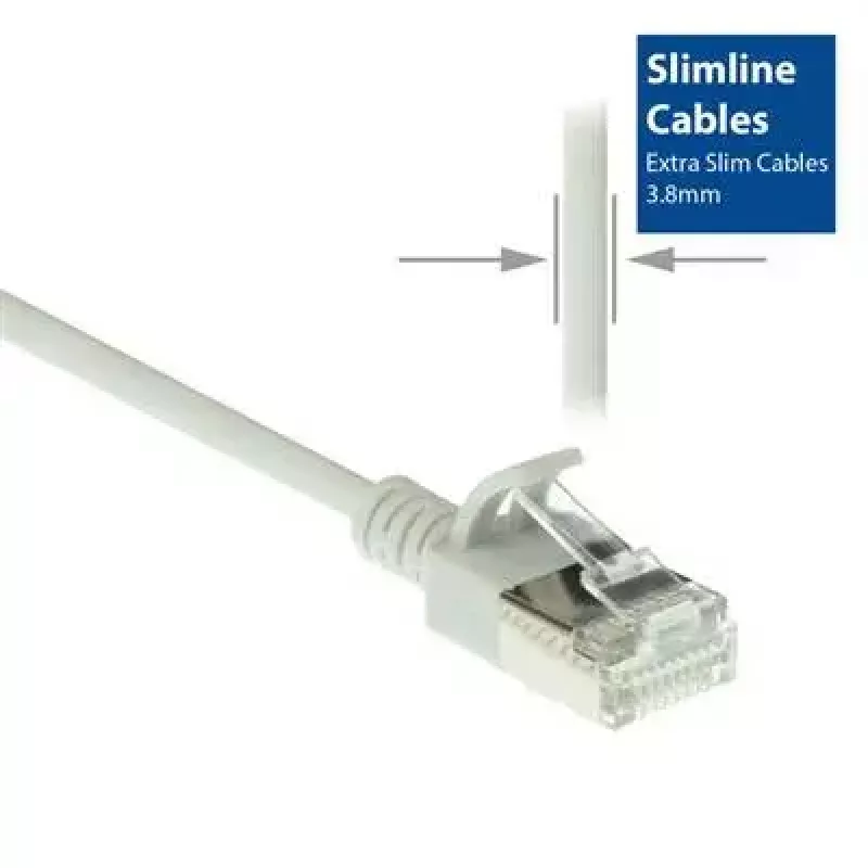 ACT pilka 10 m LSZH U/FTP CAT6A plonas duomenų centro pataisinis kabelis su apsauga nuo užkabinimo ir RJ45 jungtimis