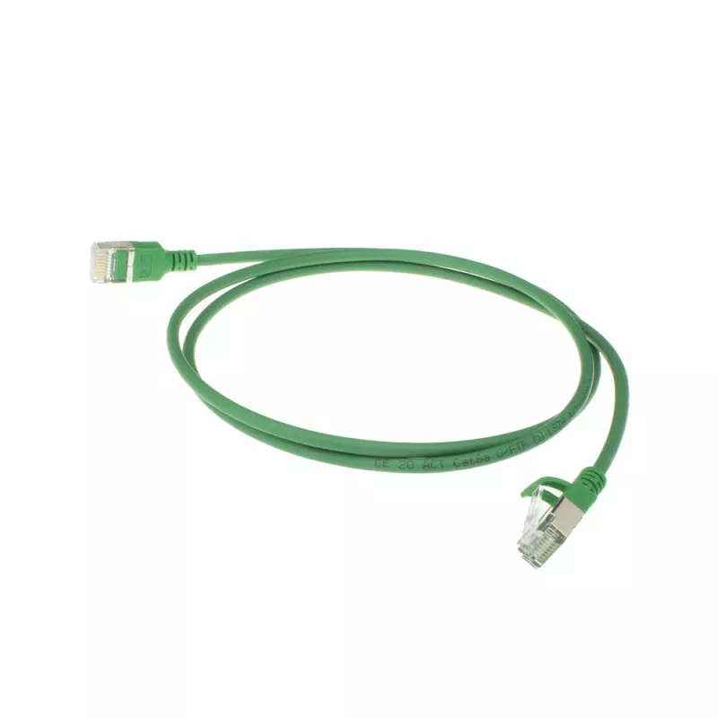 ACT Green 7 m LSZH U/FTP CAT6A plonas duomenų centro pataisos kabelis su apsauga nuo užkliuvimo ir RJ45 jungtimis