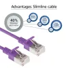 ACT Purple 1 m LSZH U/FTP CAT6A plonas duomenų centro pataisinis kabelis su apsauga nuo užkliuvimo ir RJ45 jungtimis