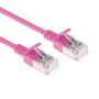 ACT Pink 0,5 m LSZH U/FTP CAT6A plonas duomenų centro pataisos kabelis su apsaugotais RJ45 kištukais