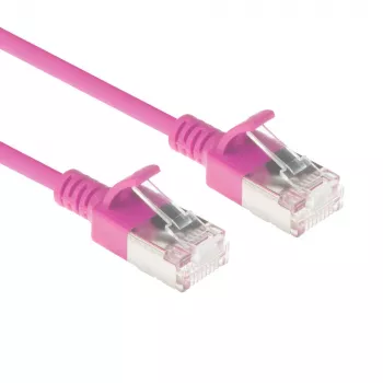 ACT Pink 10 m LSZH U/FTP CAT6A plonas duomenų centro kabelis su apsauga nuo užkabėjimo ir RJ45 jungtimis