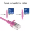 ACT Pink 0,15 m LSZH U/FTP CAT6A duomenų centro plonas pataisinis kabelis su RJ45 jungtimis