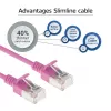 ACT Pink 0,15 m LSZH U/FTP CAT6A duomenų centro plonas pataisinis kabelis su RJ45 jungtimis