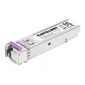 Intellinet Gigabit Fiber WDM Bi-Directional SFP optinis modulis 1000Base-BX-U (LC), vienmodis, 80 km, BiDi WDM (RX1550/TX1490), MSA atitikmuo, sidabrinis