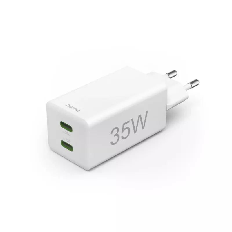 Greitasis USB-C įkroviklis Hama 00125116, 2x USB-C, PD 35W, baltas
