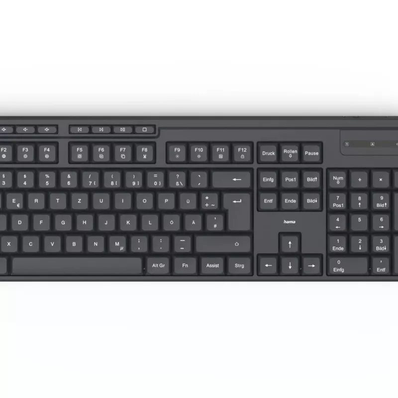 Hama WKM-200 belaidis klaviatūros ir pelės rinkinys, RF, QWERTZ, juoda