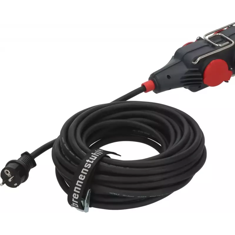 Prailginimo laidas Brennenstuhl 9161150161 15m 4 AC lizdai Lauko Juoda Raudona