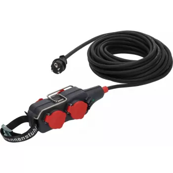 Prailginimo laidas Brennenstuhl 9161150161 15m 4 AC lizdai Lauko Juoda Raudona