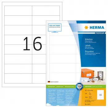 Lipnių etikečių lapai HERMA Labels Premium A4 97x33,8 mm