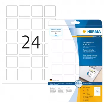 Nuimamos etiketės HERMA 10108 A4 40x40 mm kvadratinės baltos
