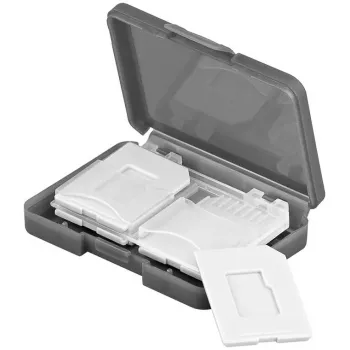 GOOBAY 95349 atminties kortelių laikymo dėžutė, 4 kortelėms, SD/MicroSD/MMC, pilka permatoma plastikinė