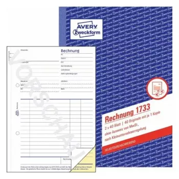 Avery 1733 verslo forma, A5, dviejų dalių, balta/geltona, 40 lapų