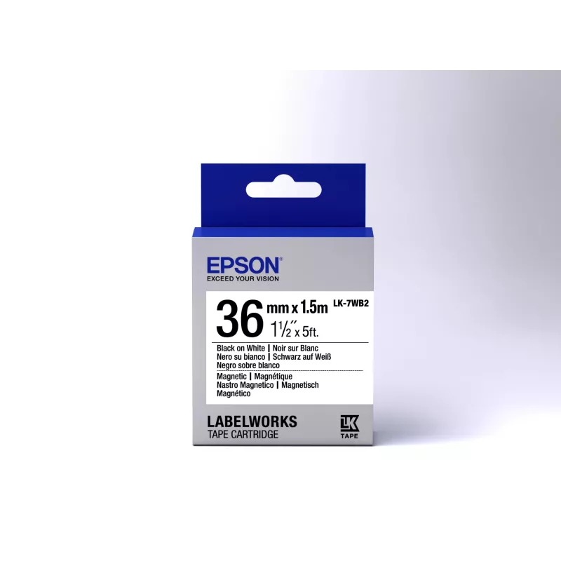 Epson LK-7WB2 magnetinė etikečių kasetė juoda/balta 36 mm (1,5 m)