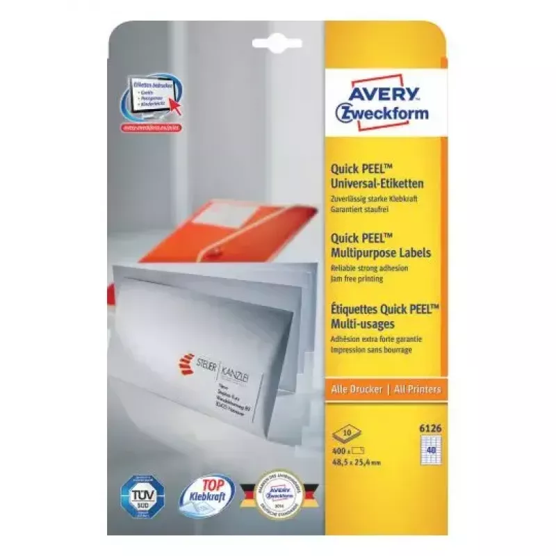 Lipnūs etikečių lapai stačiakampiai AVERY 6126