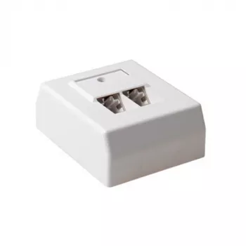 Paviršinio montavimo ekranuota 2 prievadų jungiamoji dėžutė ACT CAT5E, 64,9×80×32,8 mm