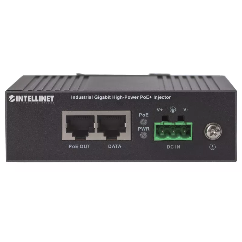 Intellinet pramoninis gigabitinis aukštos galios PoE+ injektorius, 1 x 30 W prievadas, IEEE 802.3at/af, metalinis korpusas