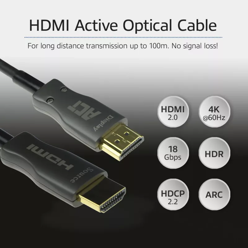 ACT HDMI Premium 4K aktyvus optinis kabelis 30 m, v2.0, HDMI-A kištukas - HDMI-A kištukas