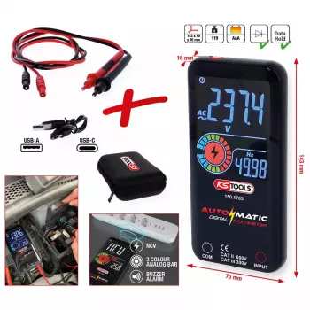 KS Tools 150.1765 automatinis skaitmeninis multimetras su zondais