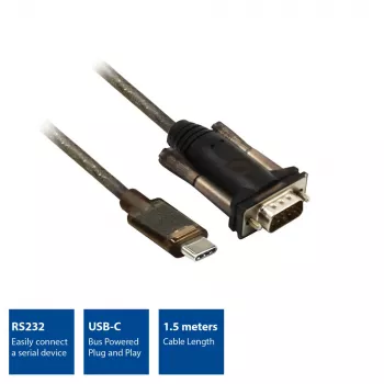 ACT USB-C į Serial adapteris AC6002 juodas 1.5m