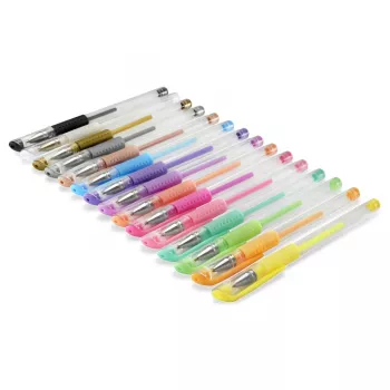 Hama Pastel & Classic geliniai rašikliai su dangteliais, 15 vnt