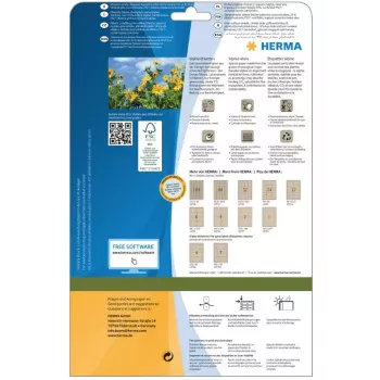 Lipni etiketė HERMA 10750 Stačiakampė Nuolatinė Ruda 3780 vnt.