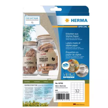 Lipnios etiketės HERMA 10752 Stačiakampės Nuolatinės Ruda 640 vnt.